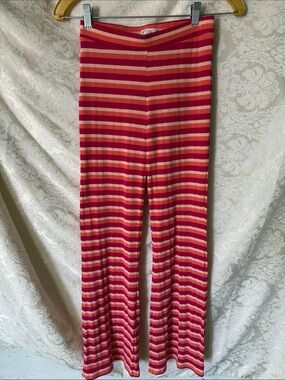 NWT L*Space striped bell pants in tan, fuchsia & orange